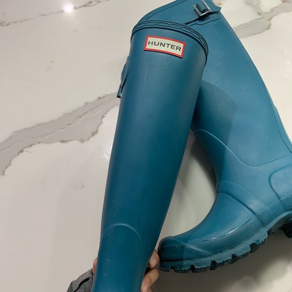Hunter Women's Original Teal Tall Rain Boots - Picture 2 of 7